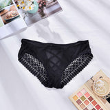 Plus size G string thong cheeky sexy lace hollow sheer black