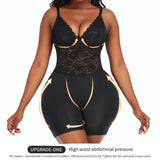 Lace Mid Thigh Shapewear Bodysuit with Hip Pads