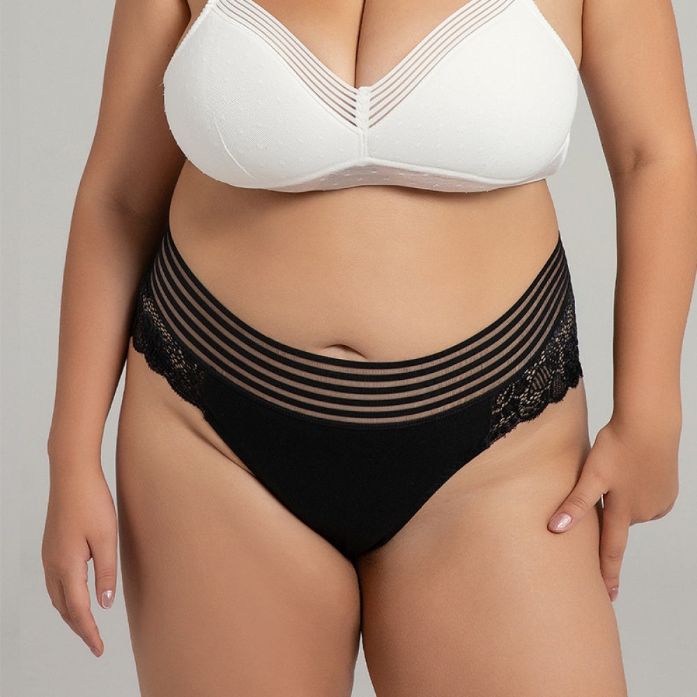 Plus size G string thong cheeky lace black