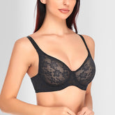 see-through plus size t shirt bra with straps and lace