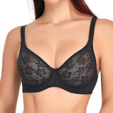 see-through plus size t shirt bra with straps and lace