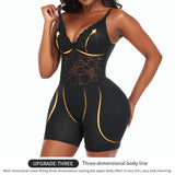 Lace Mid Thigh Shapewear Bodysuit with Hip Pads