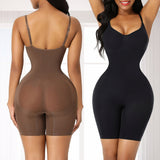 Tummy Control & Butt Lift Mid Thigh Shapewear Bodysuit with Adjustable Strap