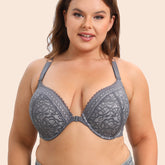 rosy lemon plus size front closure bra gray