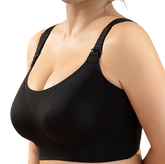 Seamless Low Back plus size everyday sports Bra no wire with widened bands black