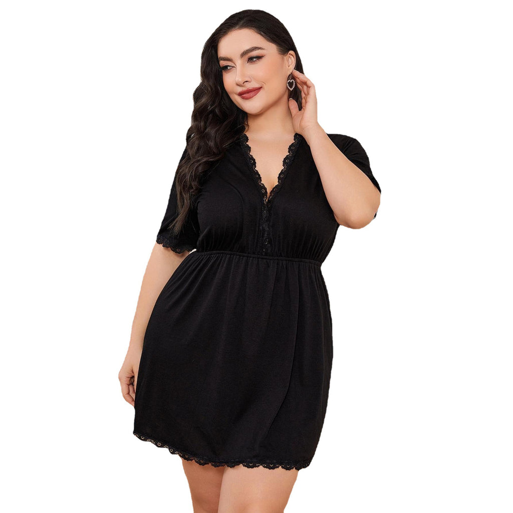 RosyLemon Women's Short Sleeve V-neck Satin Nightdress RosyLemon Women's Short Sleeve V-neck Satin Nightdress