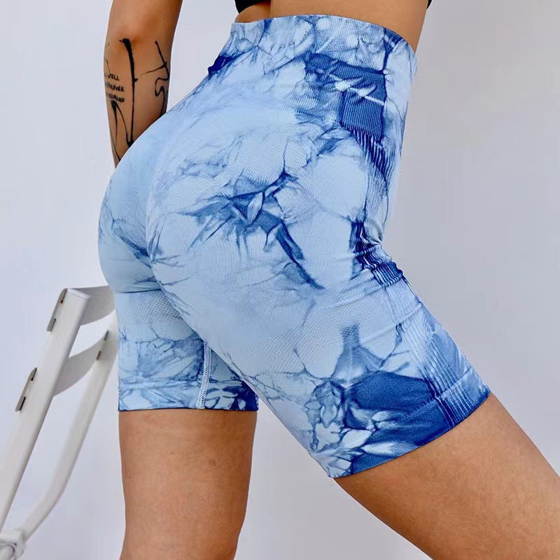 Tie-Dye High Waist Hip Lift Bike Shorts