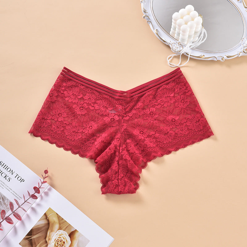 Plus size G string thong cheeky lace red