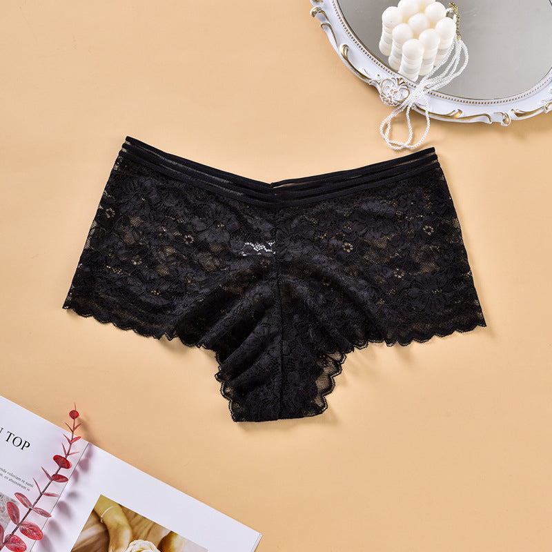 Plus size G string thong cheeky lace black