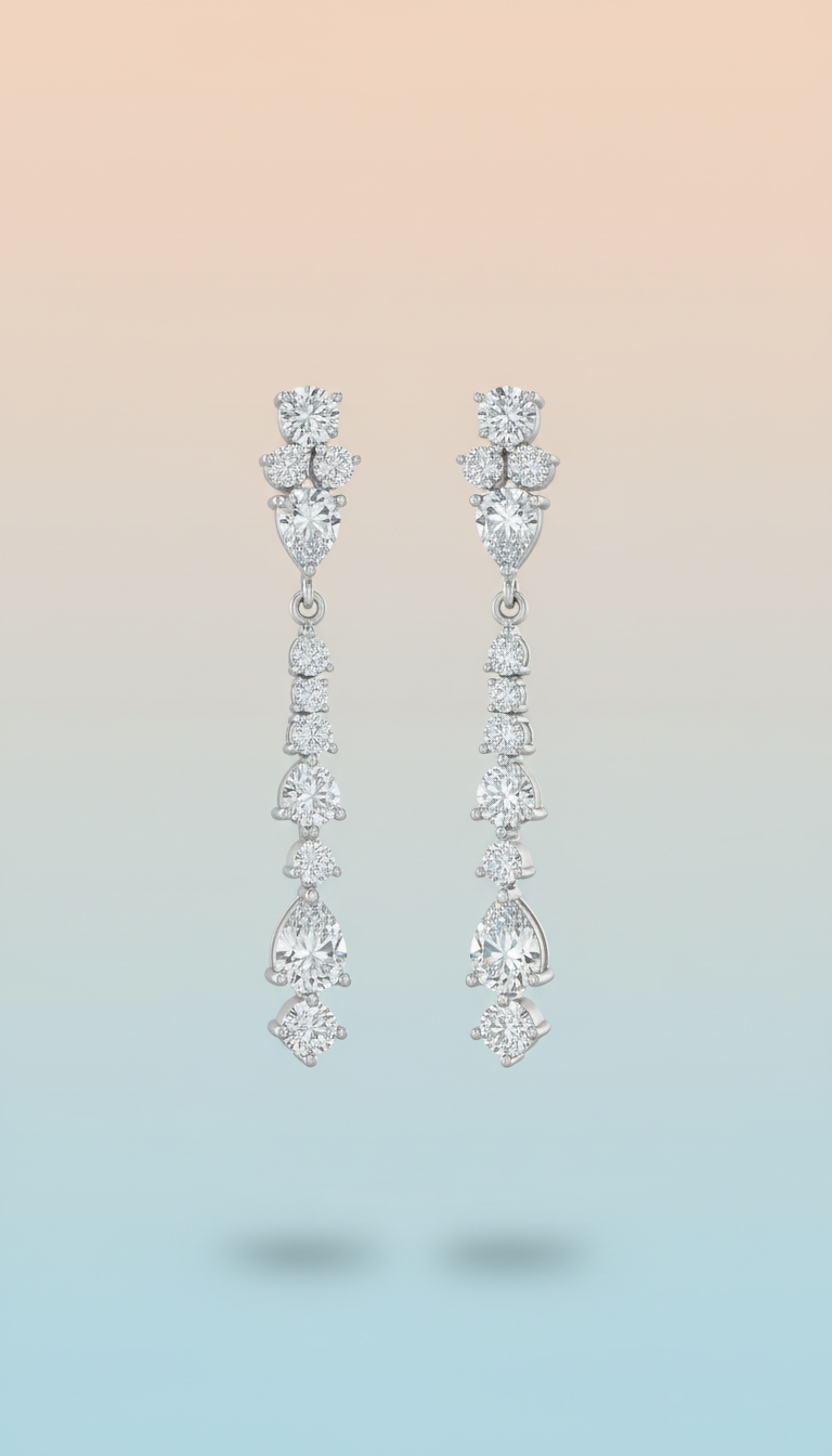 Chandelier diamond earrings in platinum