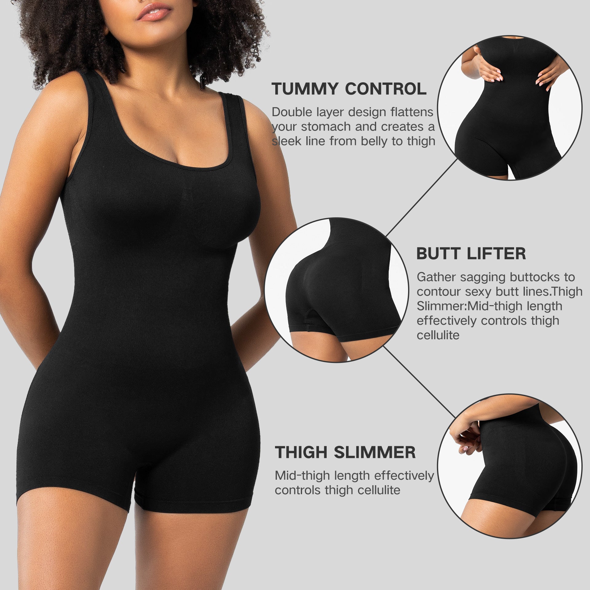 Enhanced Tummy Control & Butt Lift Mid Thigh Shapewear Bodysuit
