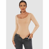 Long Sleeve Crew Neck Shapewear Bodysuit - Tummy Control