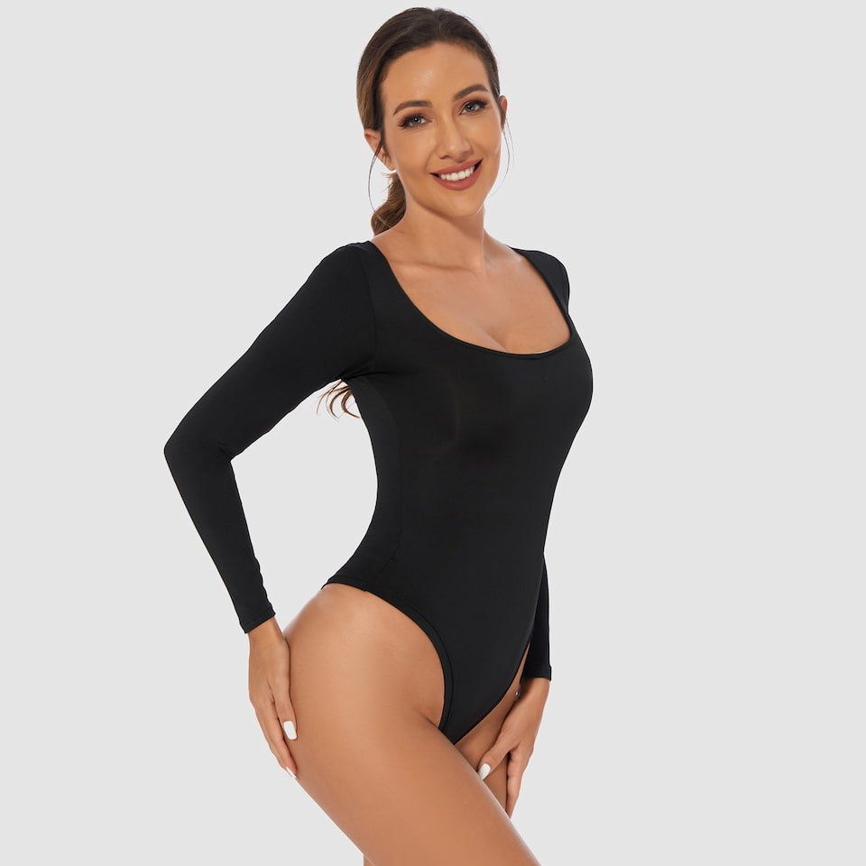 Long Sleeve Crew Neck Shapewear Bodysuit - Tummy Control