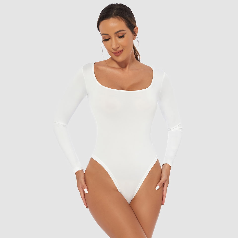 Long Sleeve Crew Neck Shapewear Bodysuit - Tummy Control