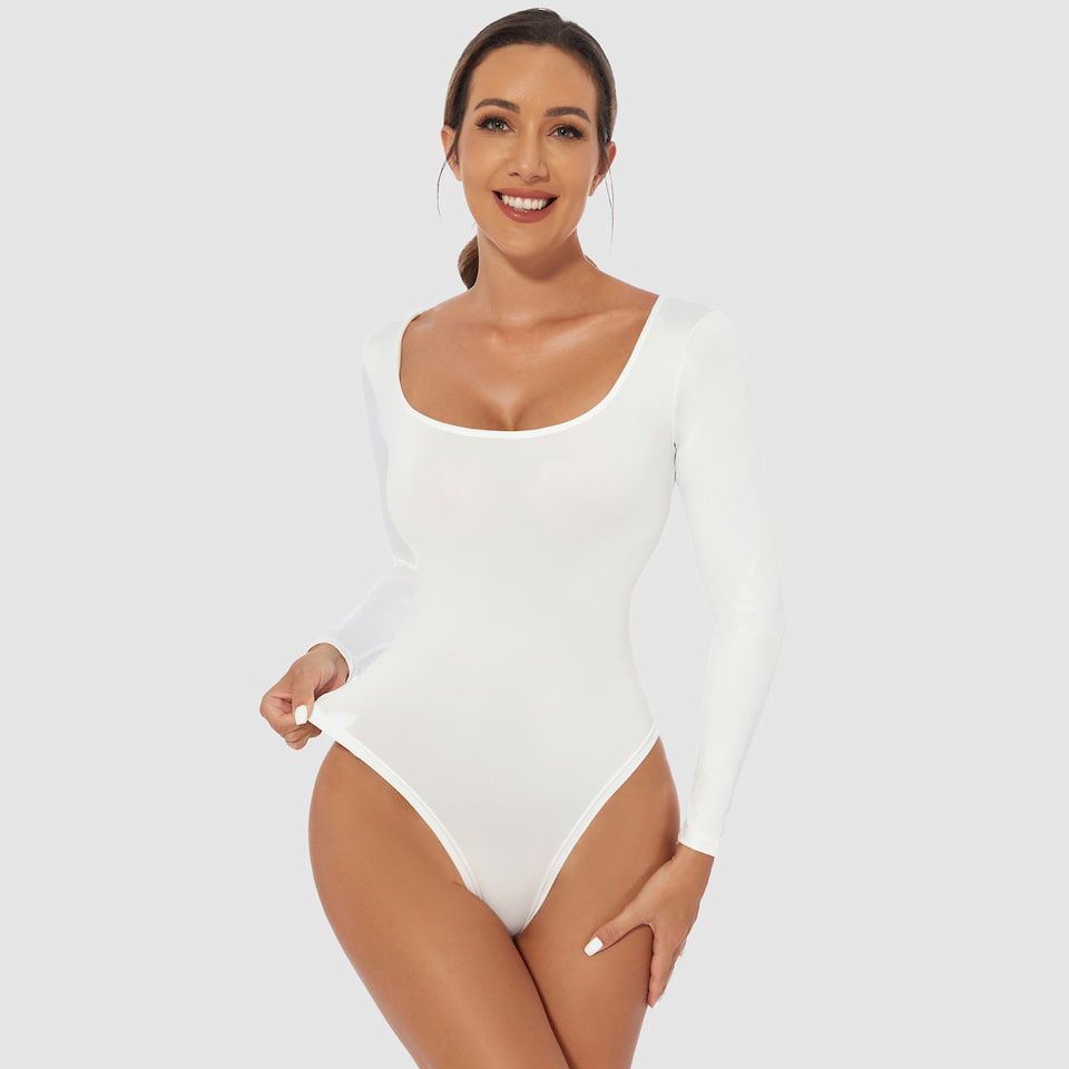 Long Sleeve Crew Neck Shapewear Bodysuit - Tummy Control