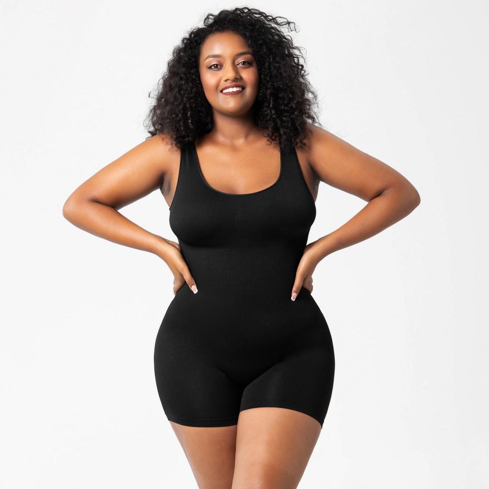 mid thigh camisole shapewear bodysuit black rosylemon