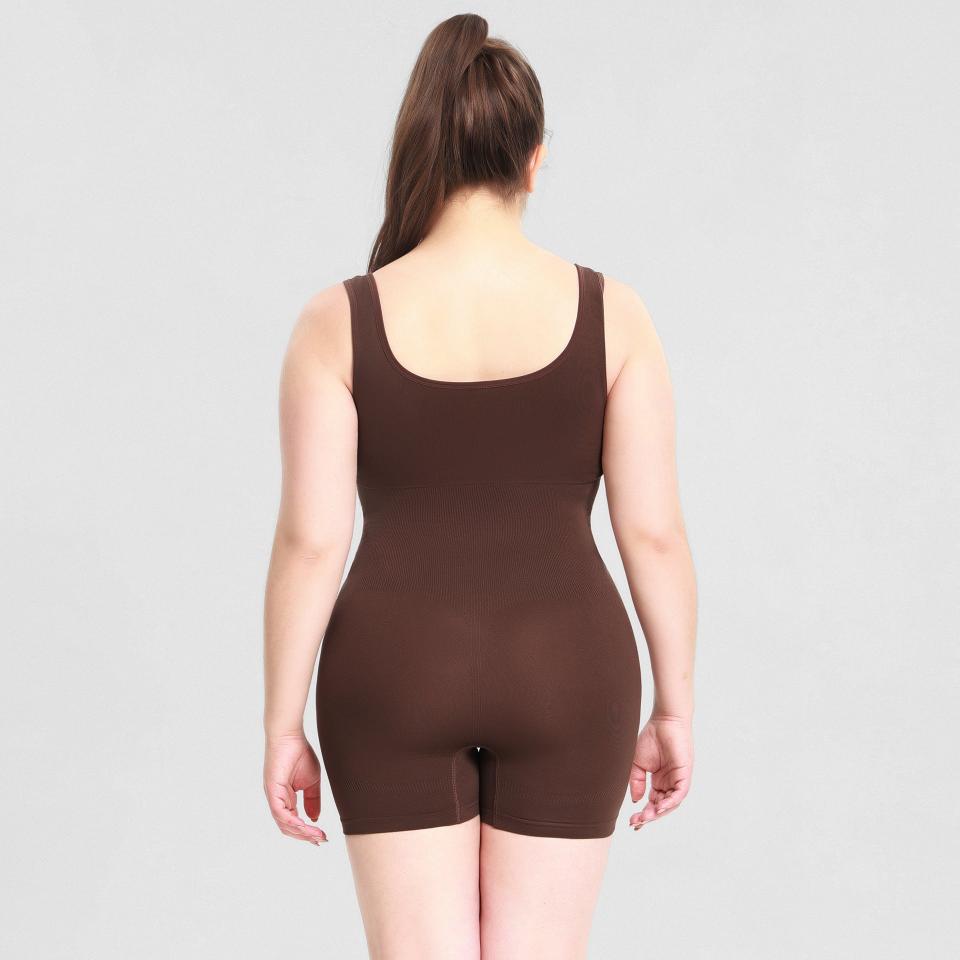 mid thigh camisole shapewear bodysuit brown