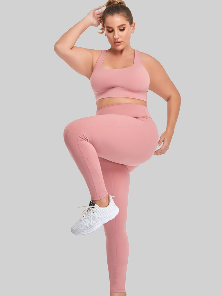 rosy lemon plus size everyday sports bra extra support pink set